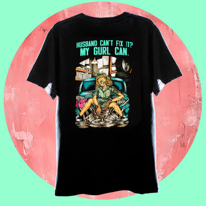 "Gearheadz" Retro Comic Ghoul Tee – Feminist Macabre Shirt (Black/Pink/Green)