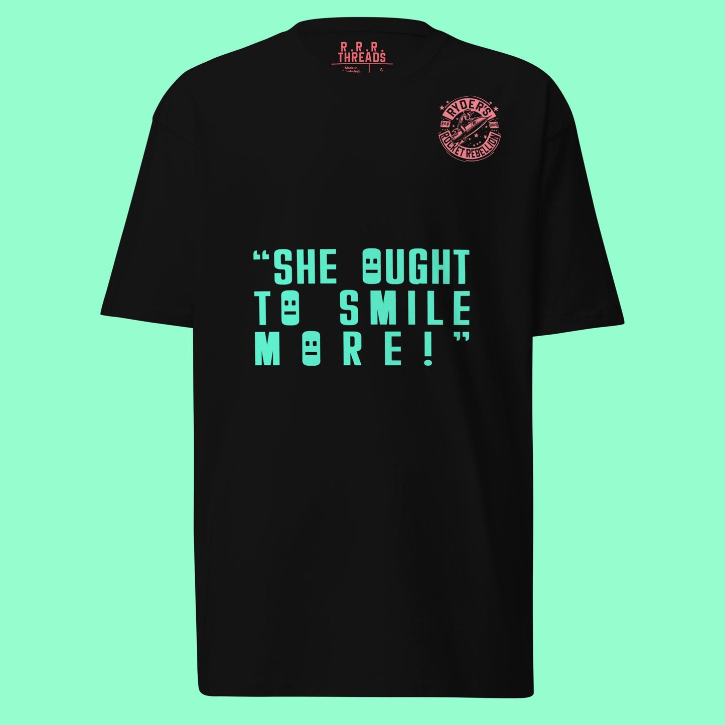 "Say Cheese" Retro Comic Ghoul Tee – Feminist Macabre Shirt (Black/Pink/Green)